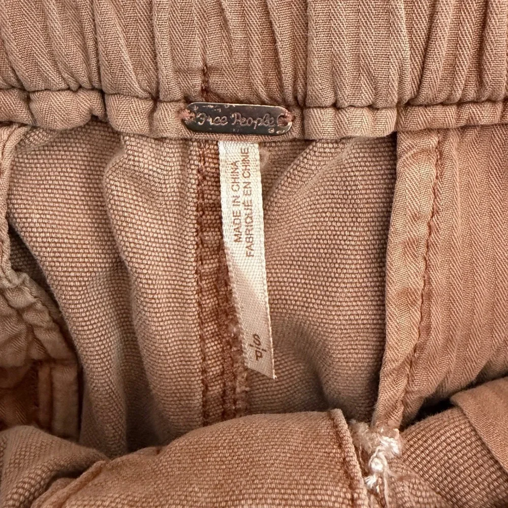 Free People Brown Paperbag Waist Tapered Pleated Pants Small High Rise Cropped